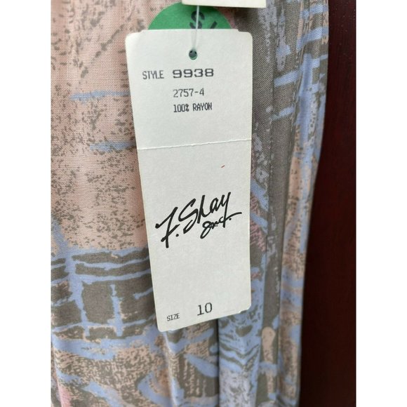 NOS Deadstock VTG 1980s Midi Skirt Pastel Abstract Elastic Waist NWT F Shay Pink - Picture 7 of 8